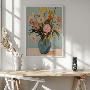 Colorful Flowers in Vase Poster