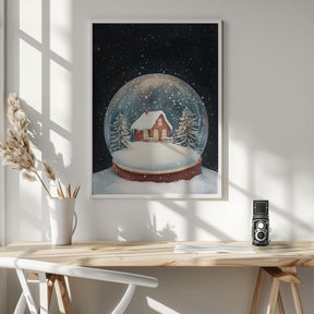 Snow Town Globe Poster