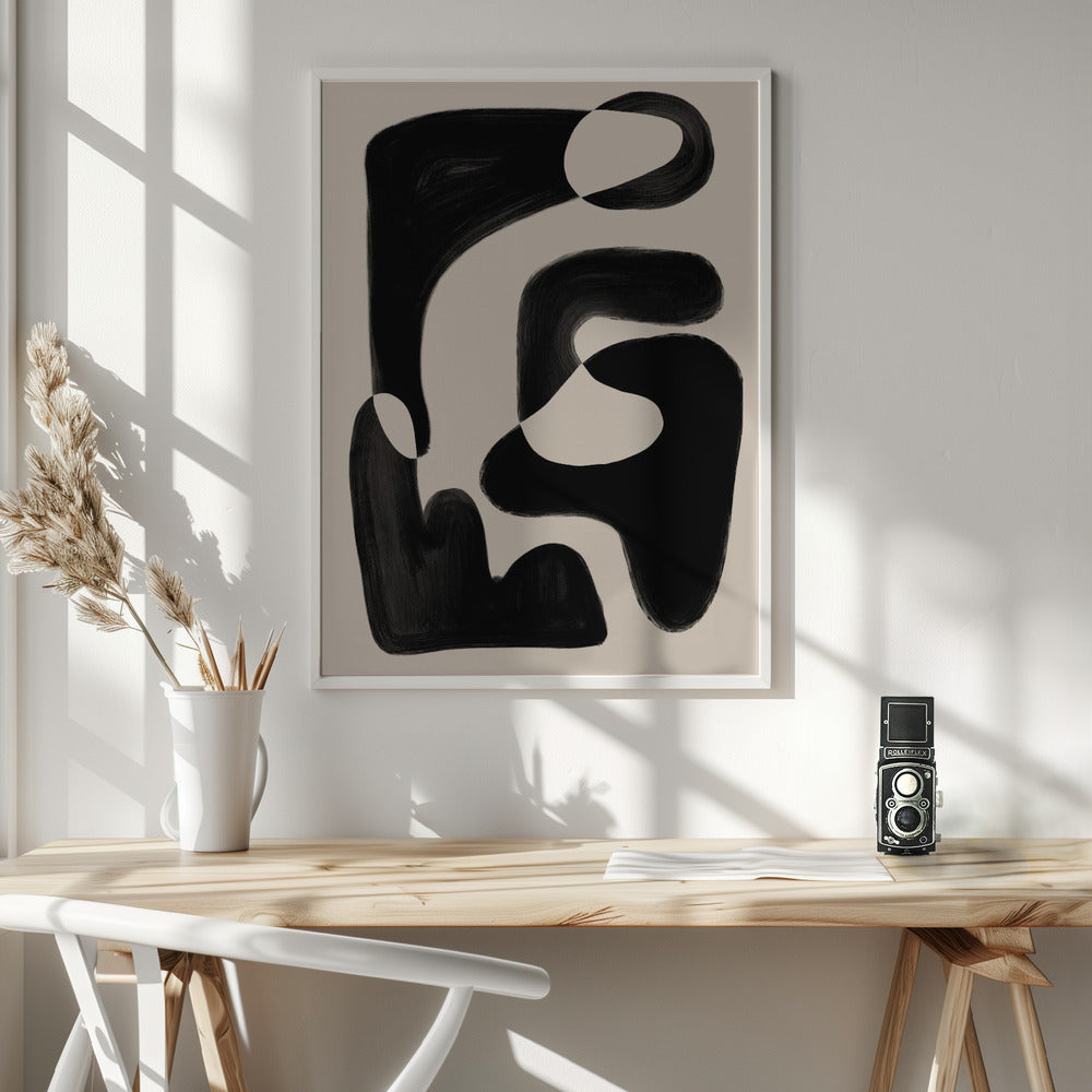 Abstract Beige Black Poster