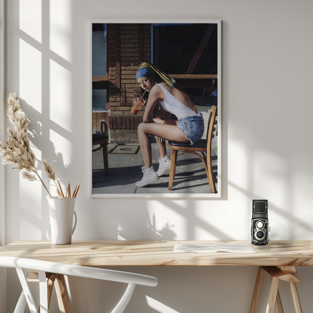 Girl With Pearl Earring Chillout Mood Poster