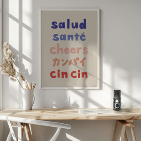 Cheers Typography - Salud Santé Cheers Kanpai Cin cin Poster