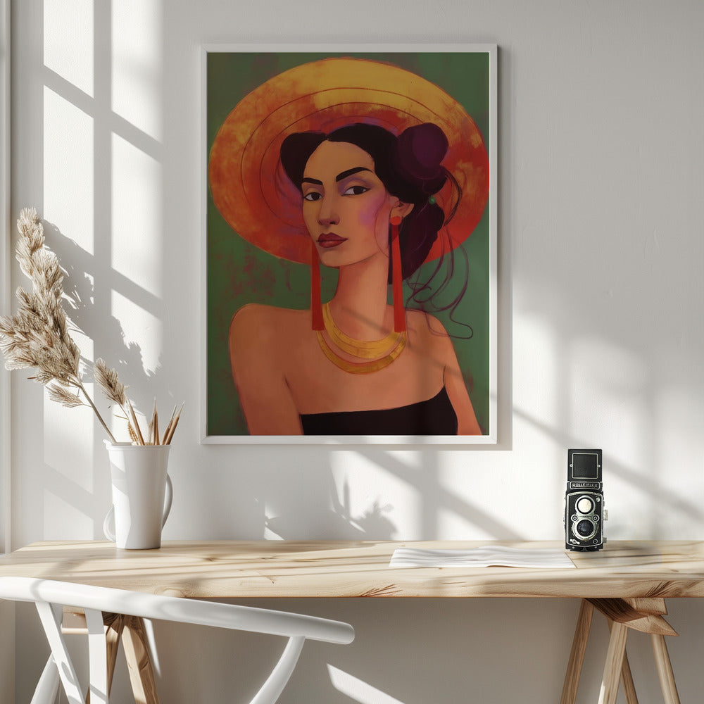 Mexican lady in sombrero Poster