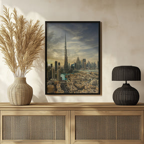 Downtown sunset view Poster