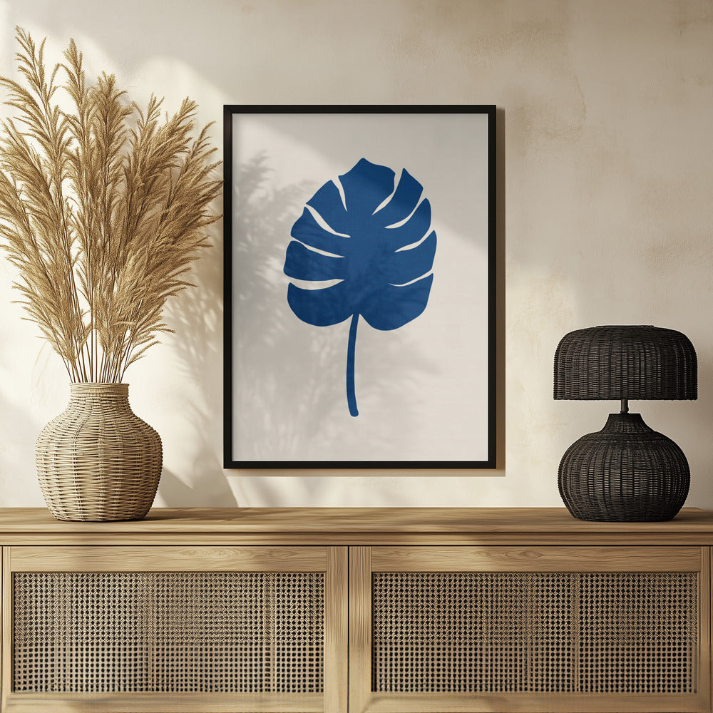 Monstera Canvas Blue Poster