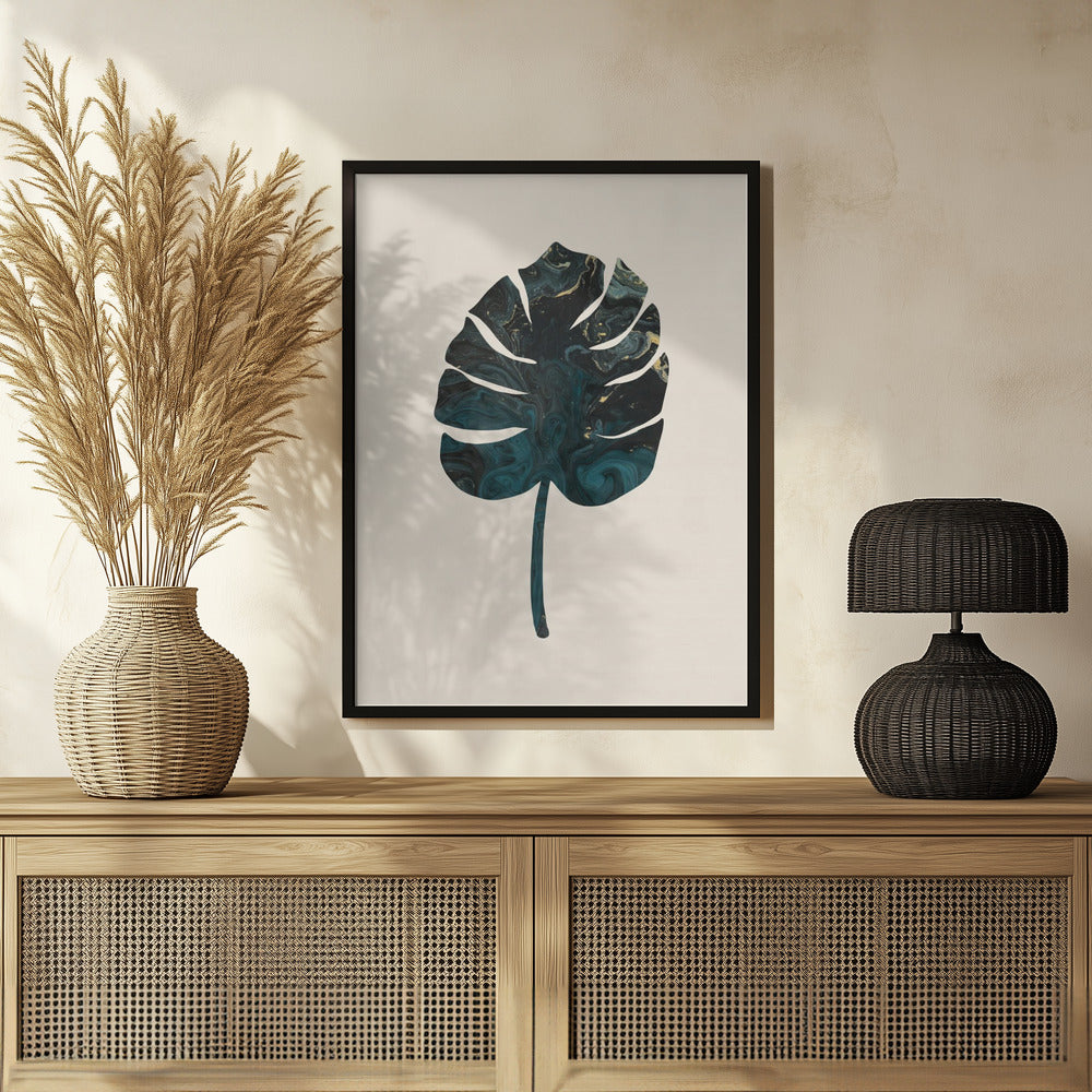 Monstera Marble Green Poster