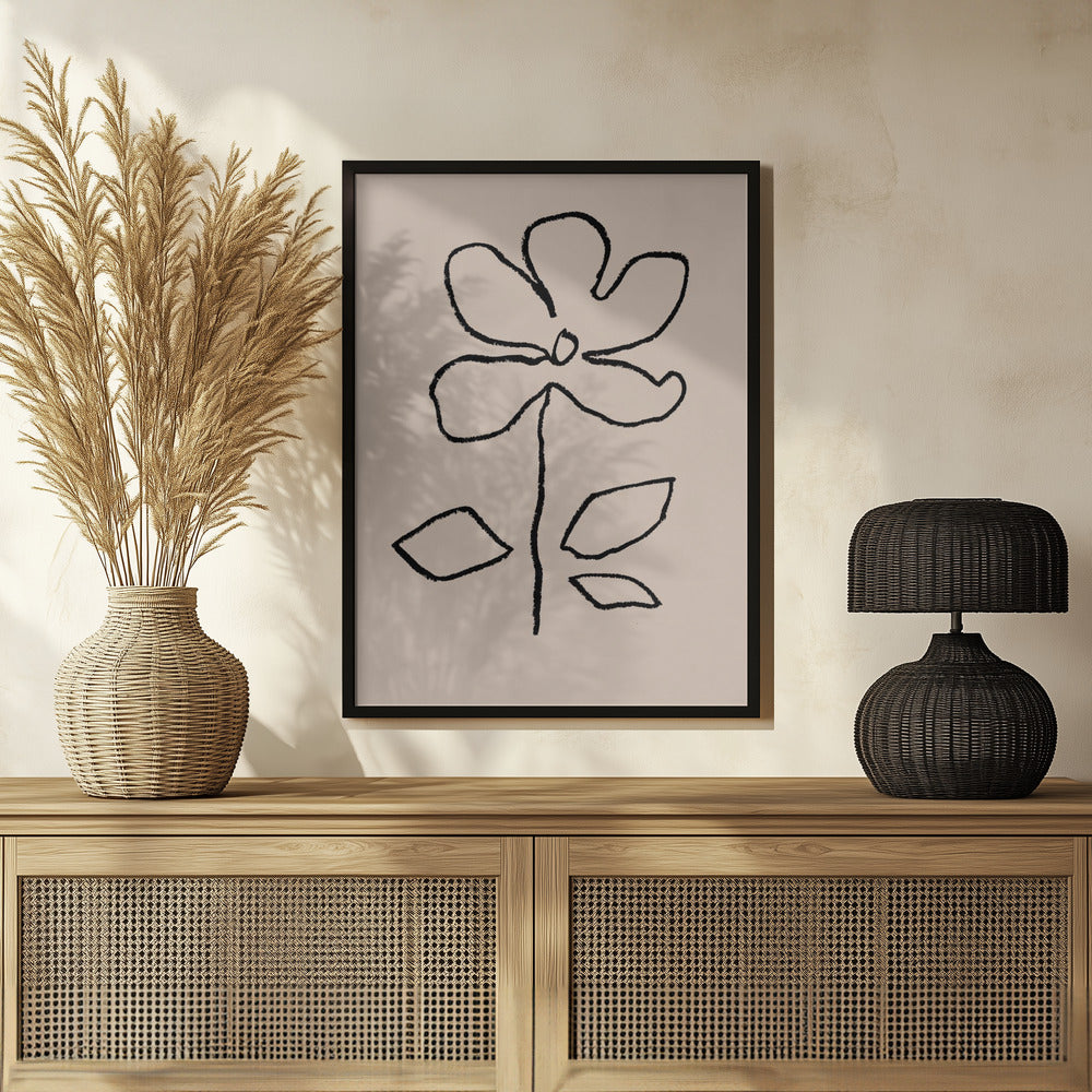 Oil Pastel Flower Black Poster