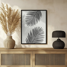 PALM LEAF 12 GRAPHITE GRAY Poster