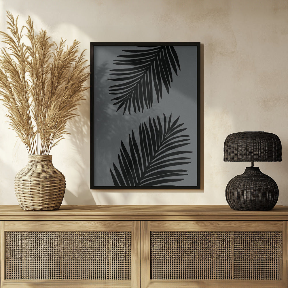 Palm Leaf Gray 02 Poster