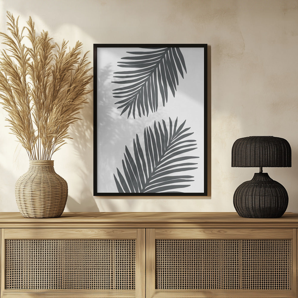 Palm Leaf Gray 01 Poster