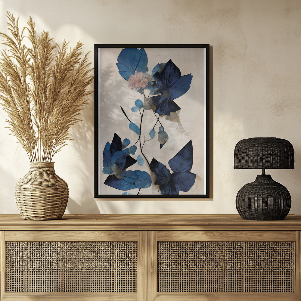 Blue Dry Flowers Poster