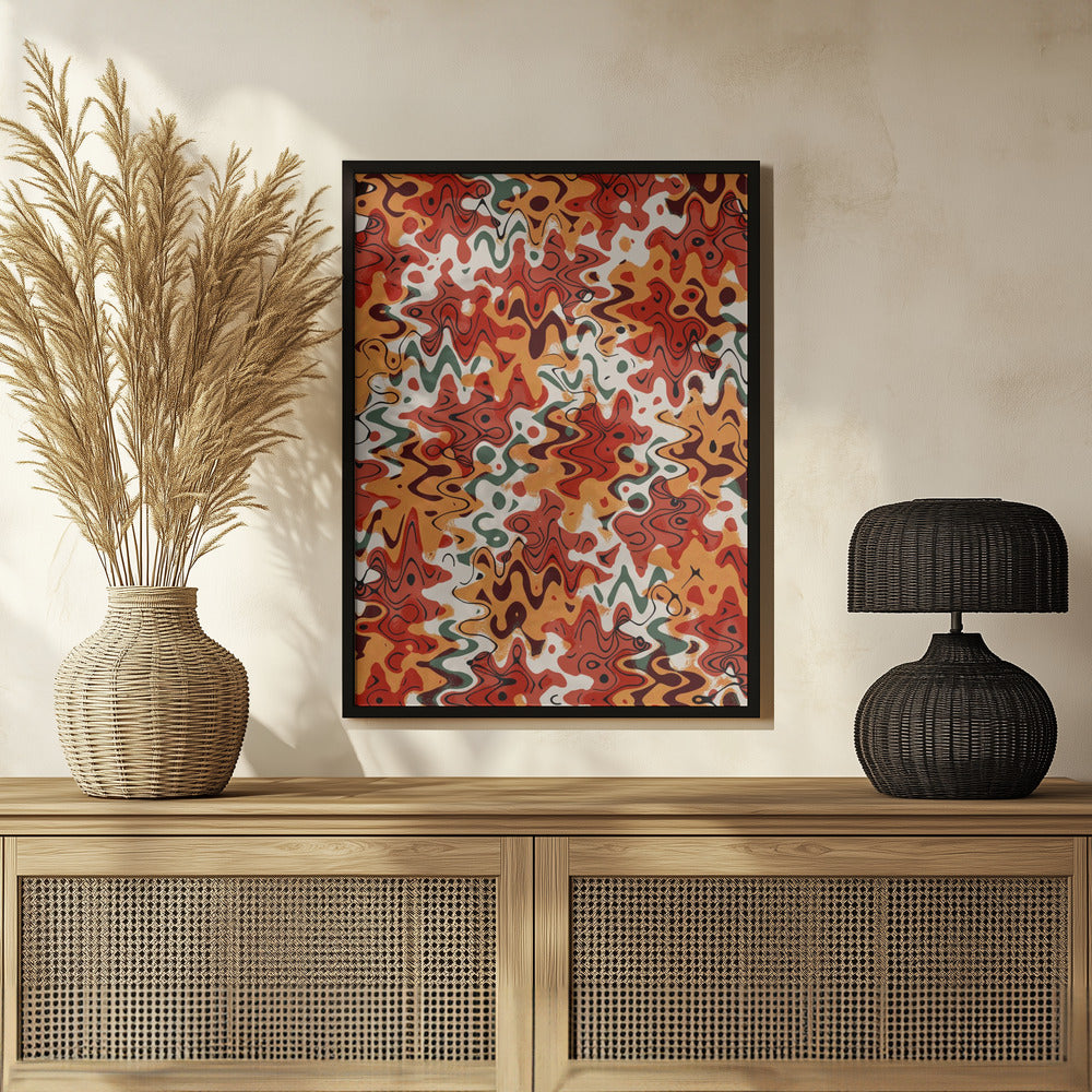 Liquid Red Orange Pattern Poster