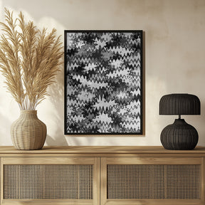 Black And White Zig Zag Pattern Poster