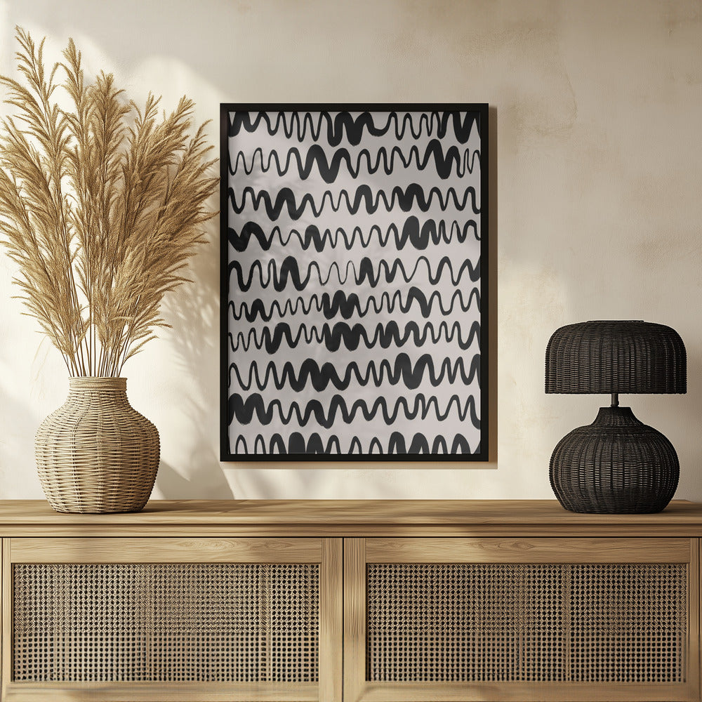 Black Waves Pattern Poster