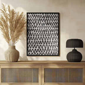 Thin Black Waves Pattern Poster