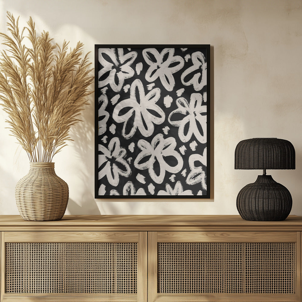 Giant Beige Flower Pattern Poster