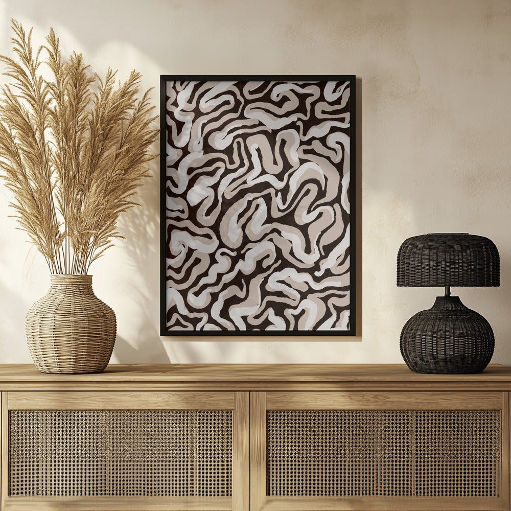 White Beige Pattern Poster