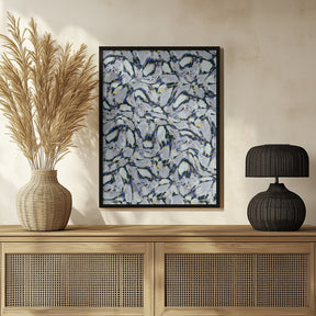 Blue Ice Flowers Pattern Poster