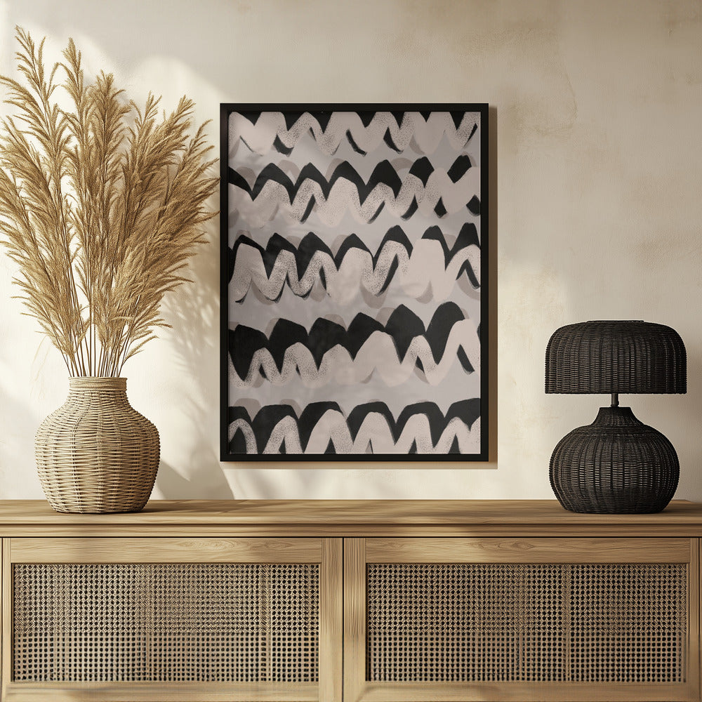 Sprayed Beige Waves Pattern Poster