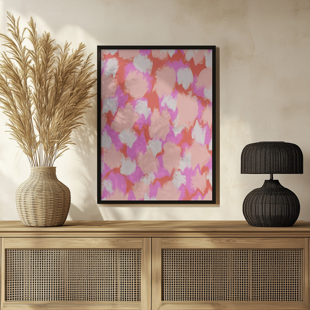 Pastel Pink And Orange Strokes Poster