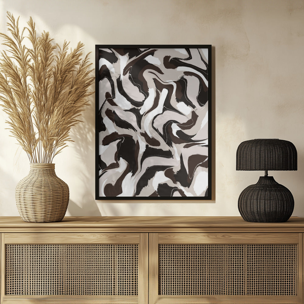 White Beige Brown Pattern Poster