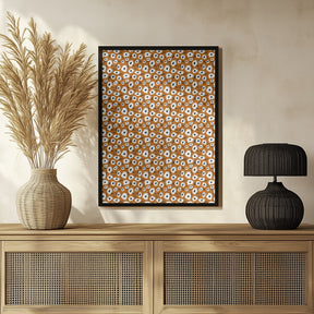 Cute Flowers on Ochre Background Poster