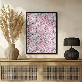 Cute Flowers On Pink Poster