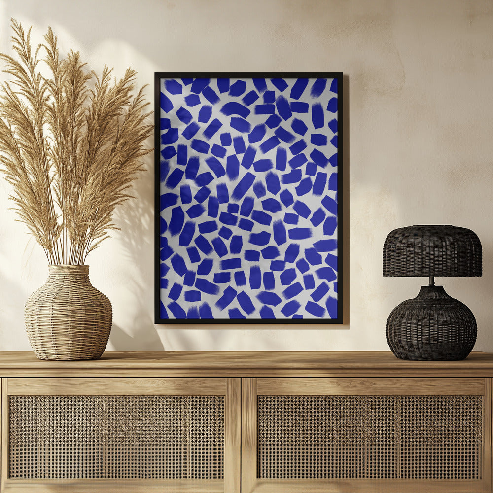 Blue Brush Strokes Pattern Poster