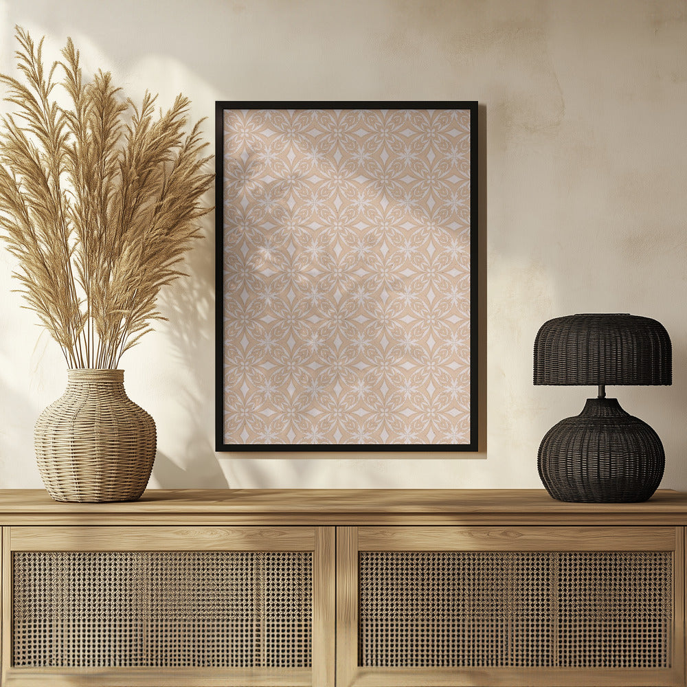 Geometric Beige Tile Pattern Poster