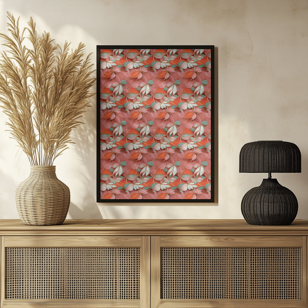 Orange Floral Pattern Poster