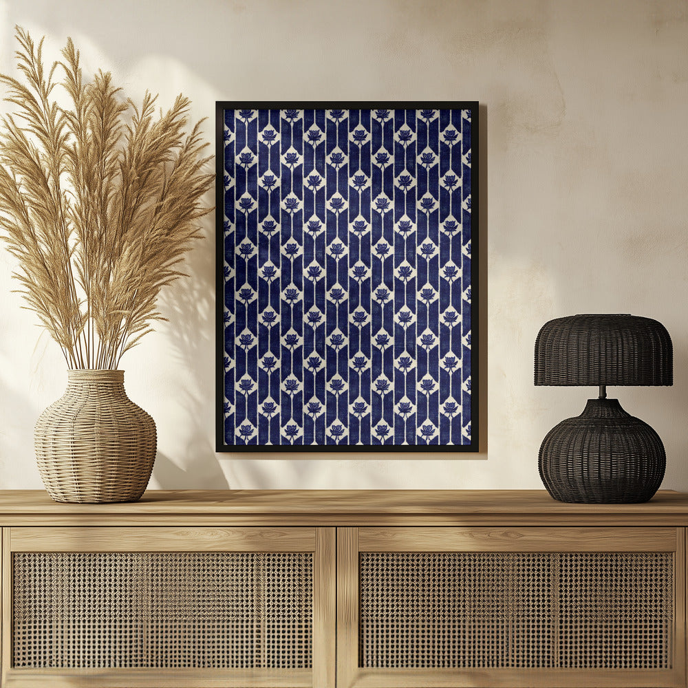 Stitches Blue Pattern Poster