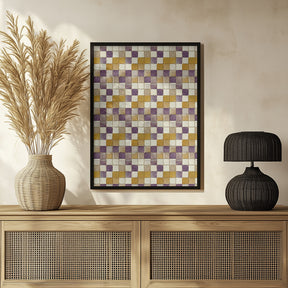 Purple and Ochre Tile Pattern Poster