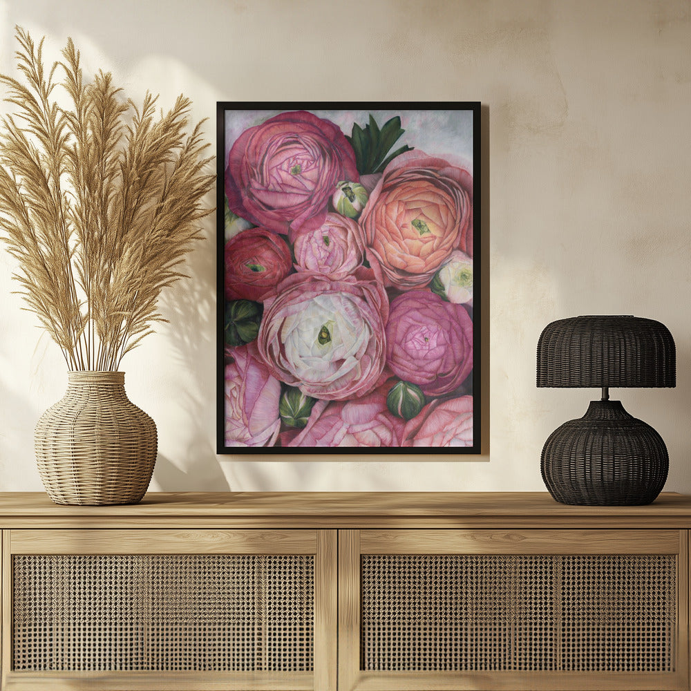 Arleth ranunculus bouquet in warm pink Poster