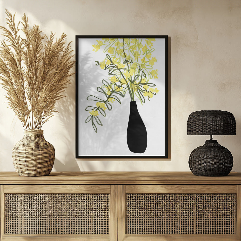 Yellow blooms in a vase Poster