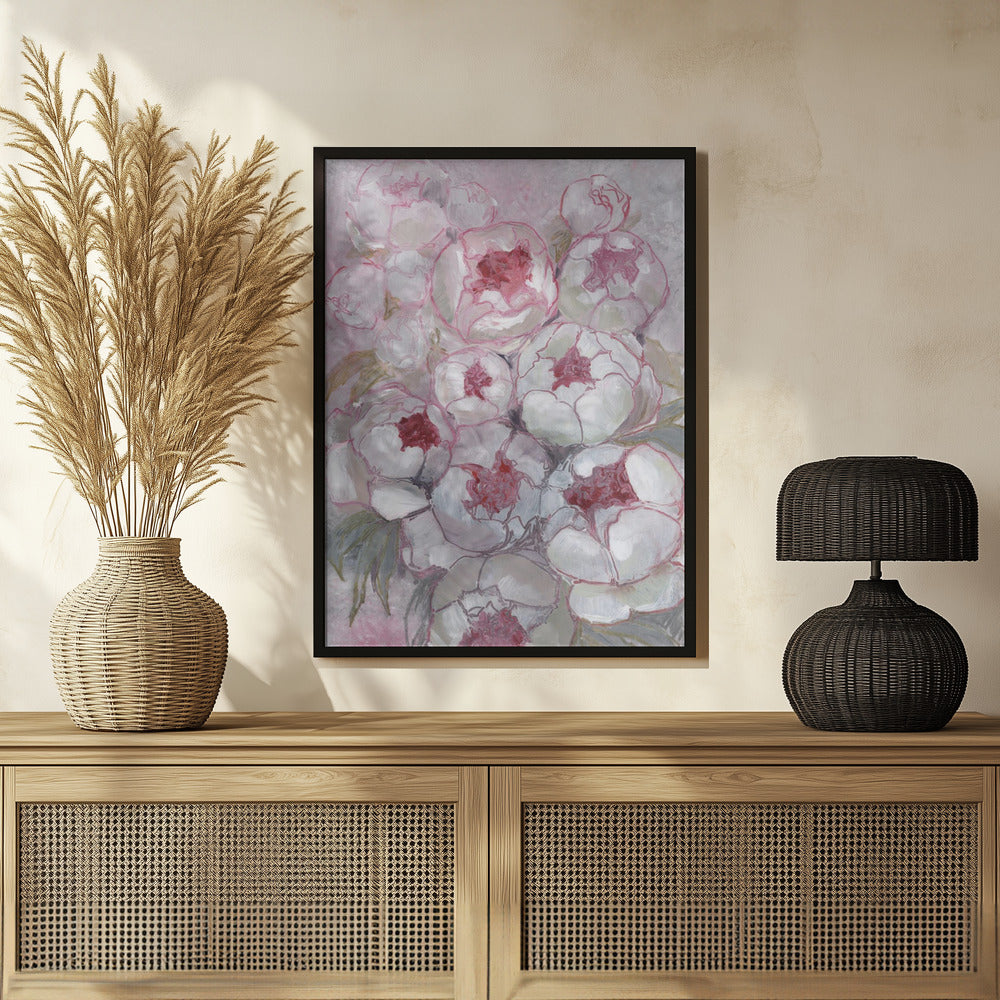 Nuria bouquet of peonies in pink Poster