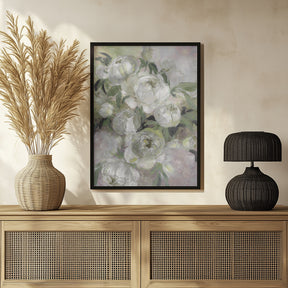 Sady painterly florals in green Poster