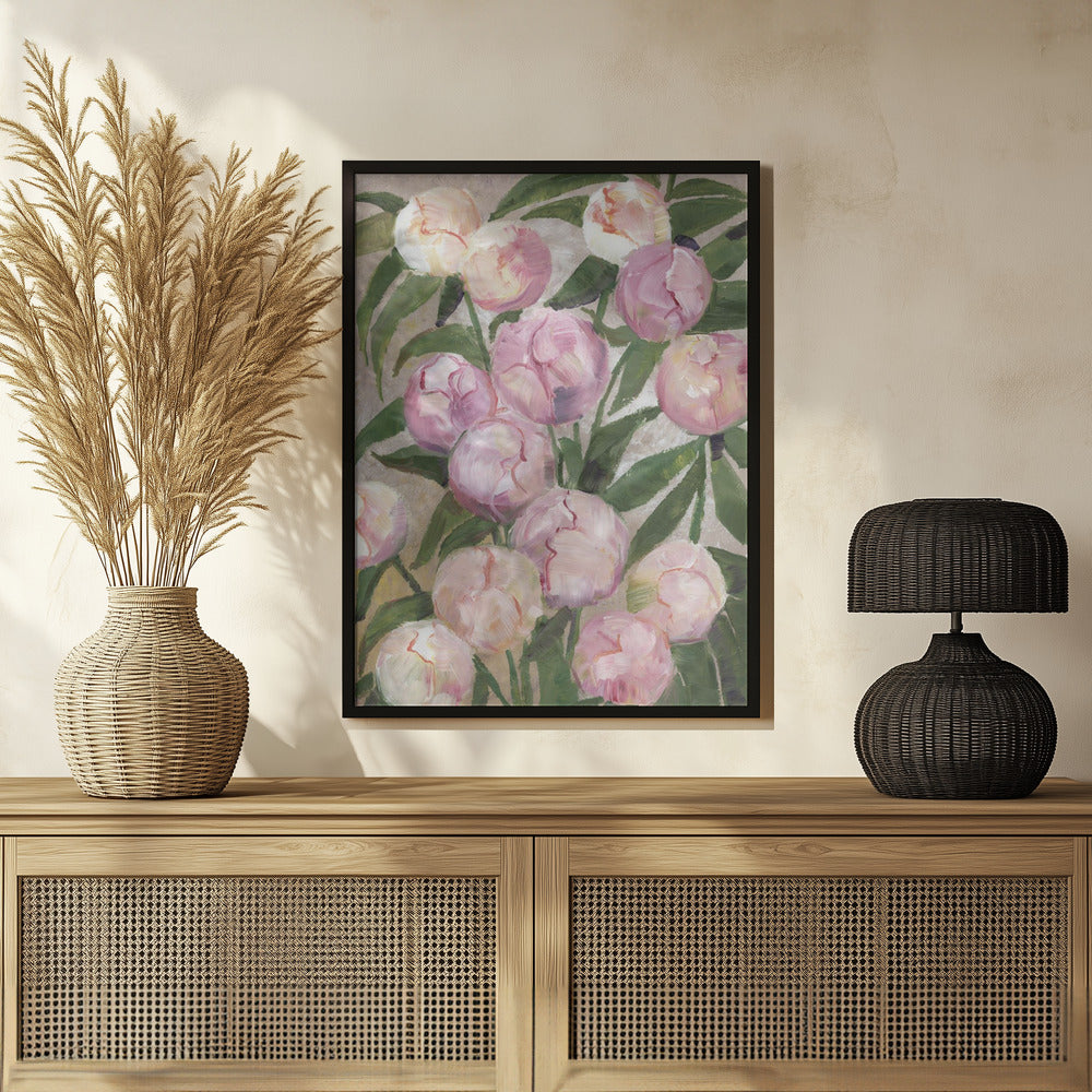 Valenty painterly peonies Poster