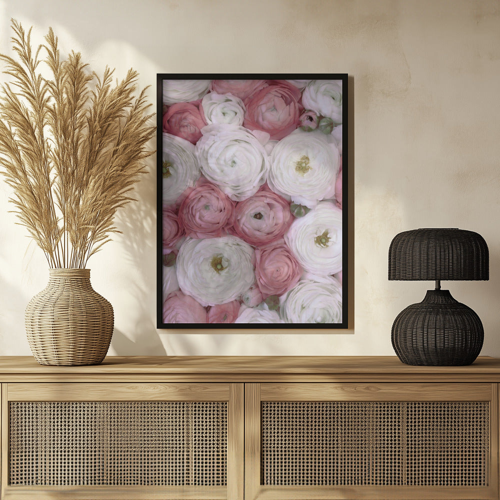 Scattered ranunculus in muted pink II Poster