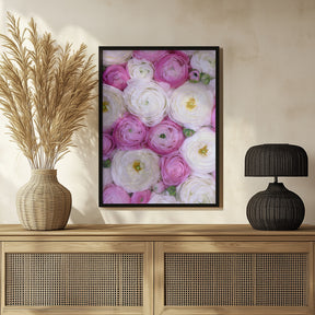 Scattered ranunculus in pink I Poster