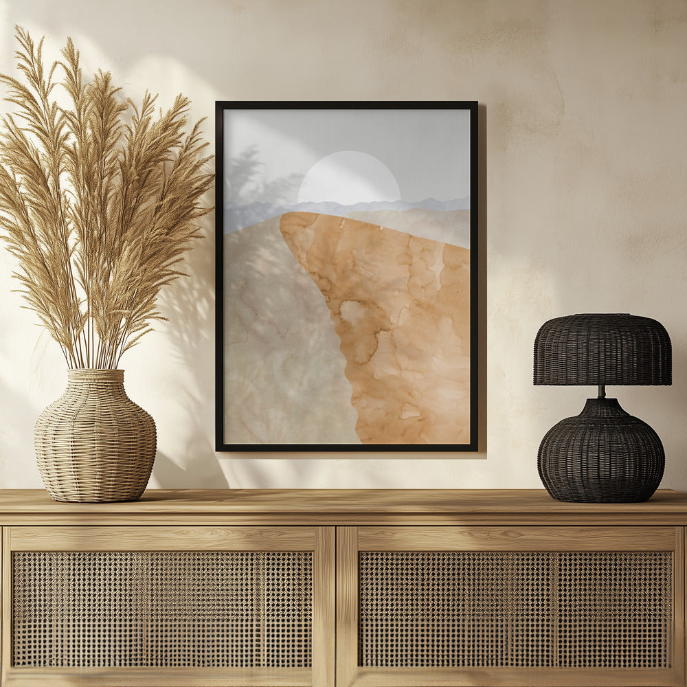 Sand dune and moon Poster