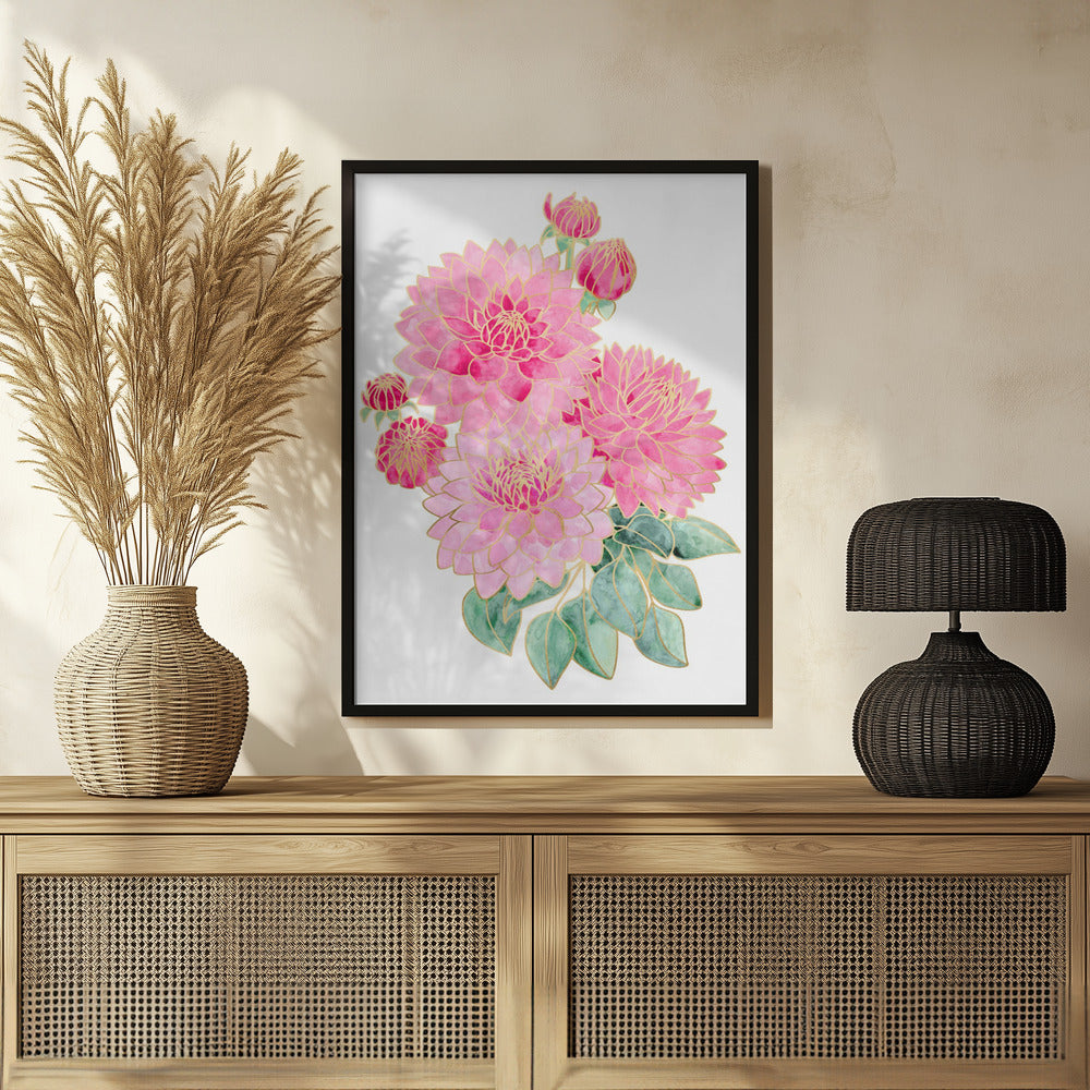 Pacey pink watercolor bouquet Poster