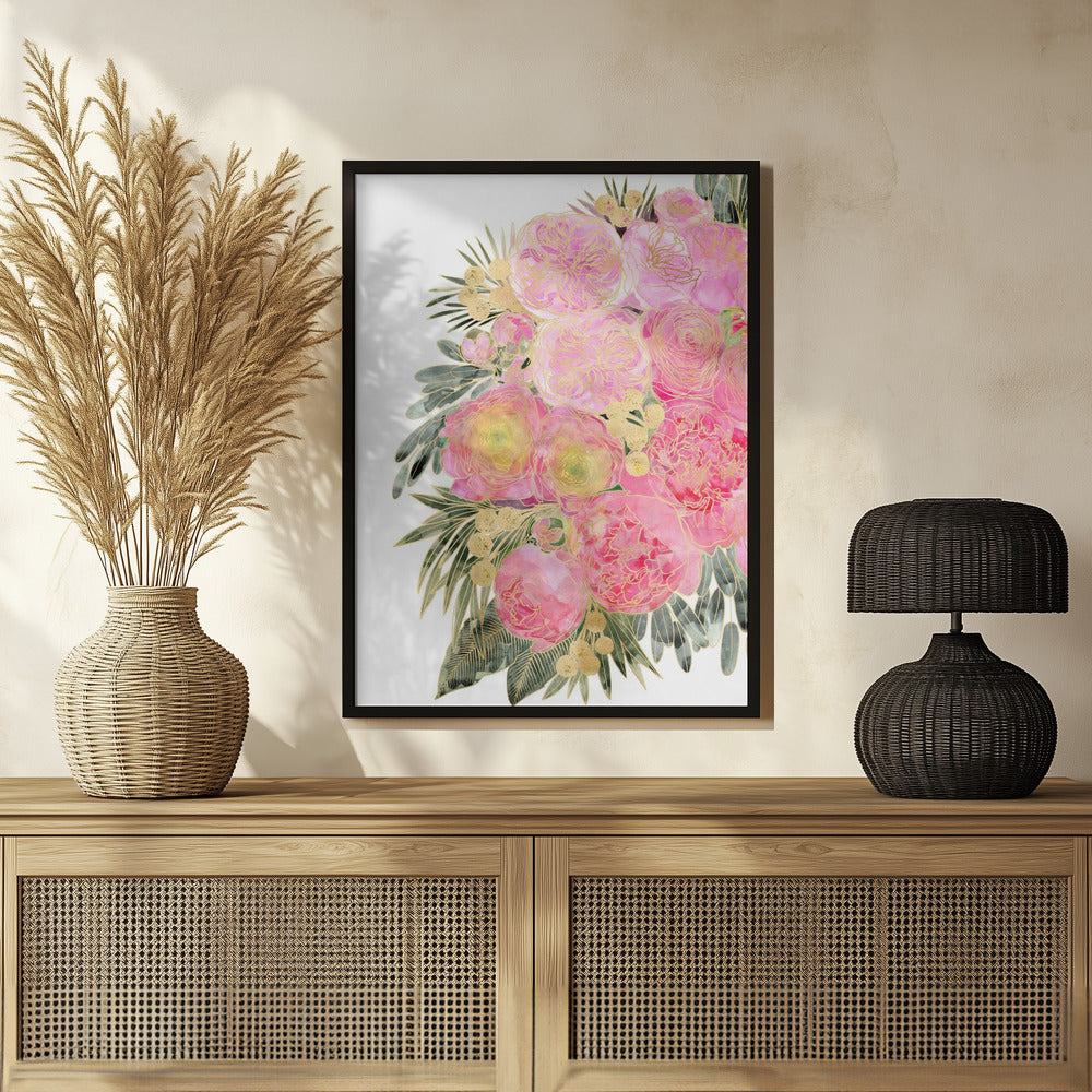 Rekha floral art in light pink watercolor Poster