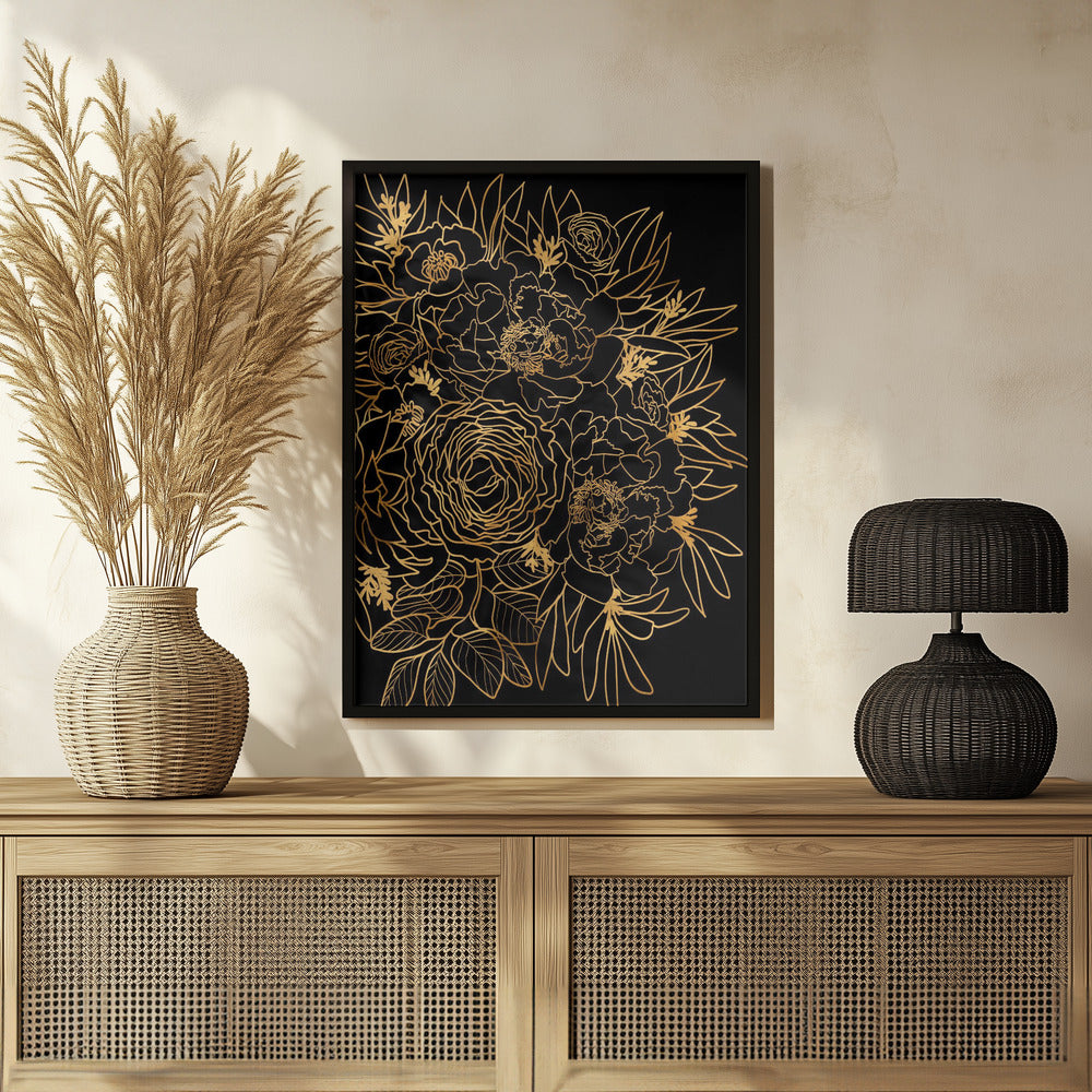 Nanette bouquet in gold and black Poster