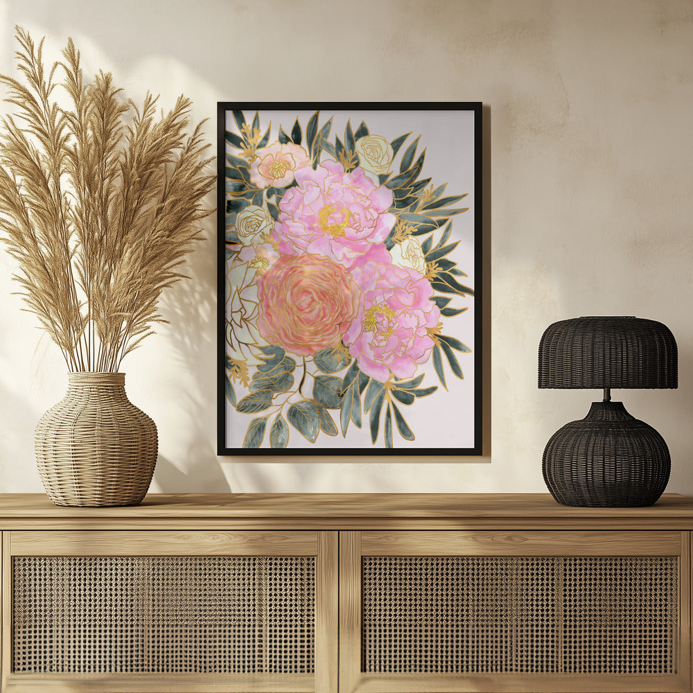 Nanette floral art in pastels Poster