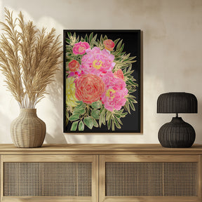 Nanette floral art in bright colors Poster