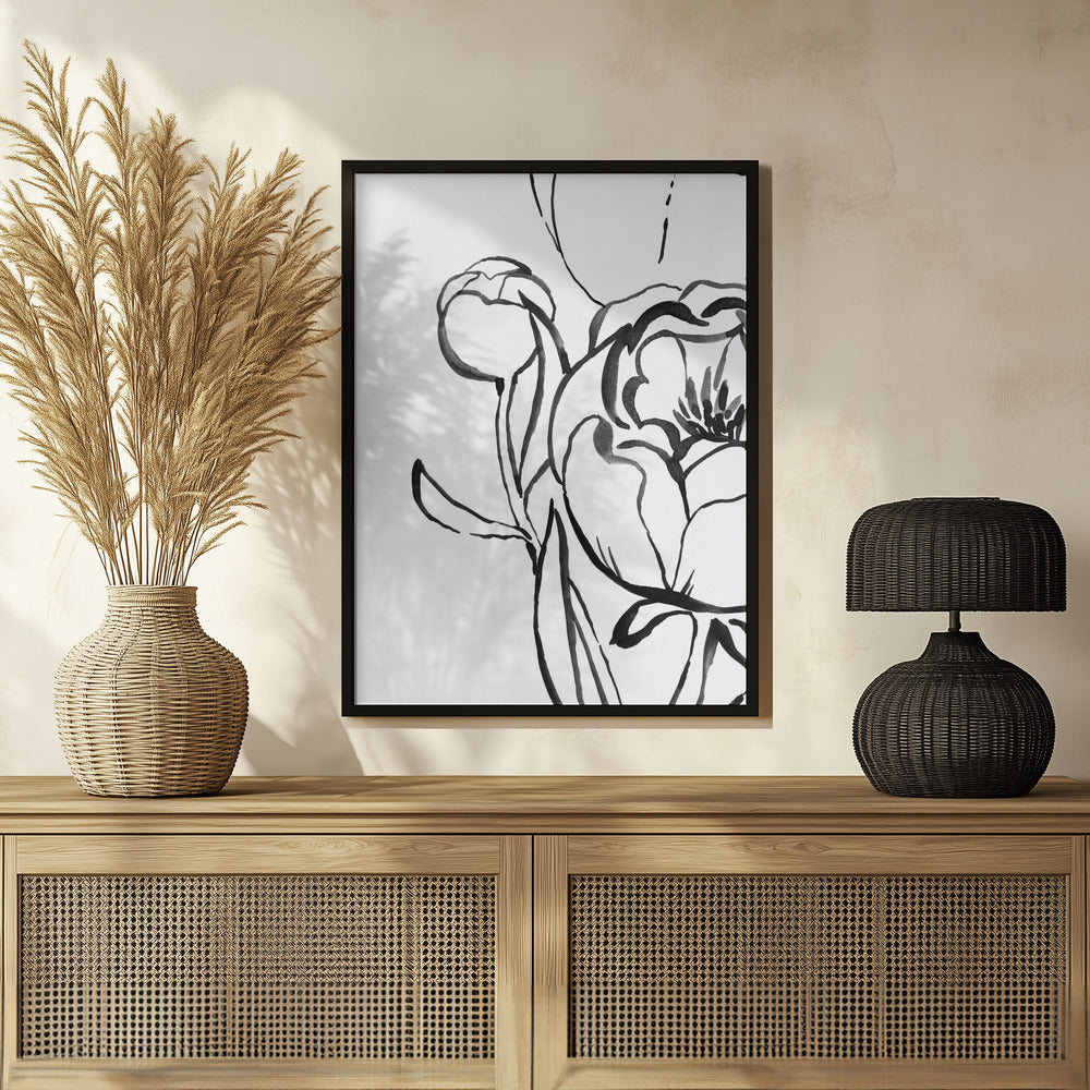 Anuman peony line art Poster