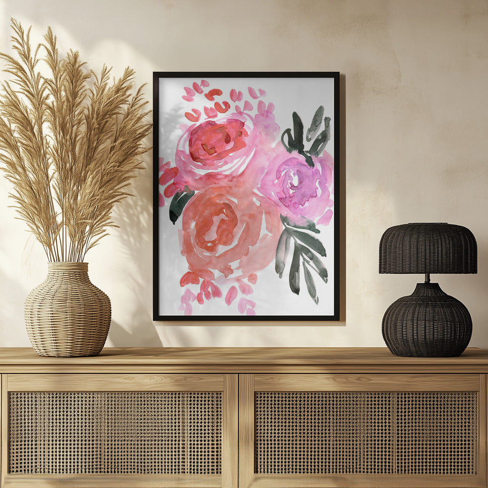 Maeko loose watercolor florals I Poster