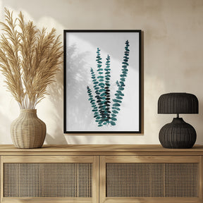 Teal watercolor eucalyptus I Poster