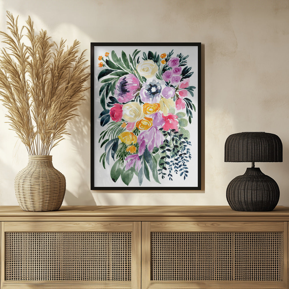 Urja loose floral watercolor bouquet Poster