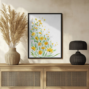 Yellow watercolor wildflowers Poster