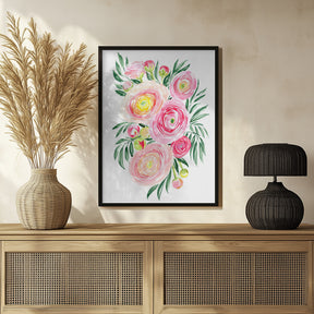 Savanna pink ranunculus bouquet Poster